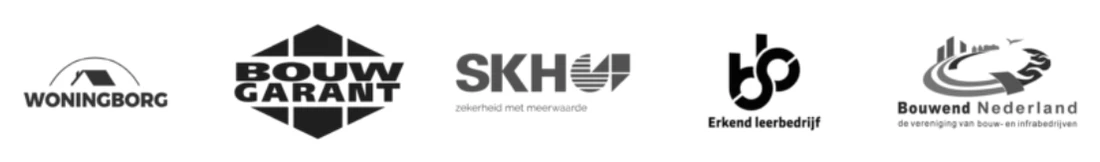 Keurmerken en certificeringen: Woningborg, Bouwgarant, SKH, erkend leerbedrijf en Bouwend Nederland
